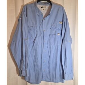 Columbia PFG Men's XXL Blue Vented Button Down L/S Fishing Shirt